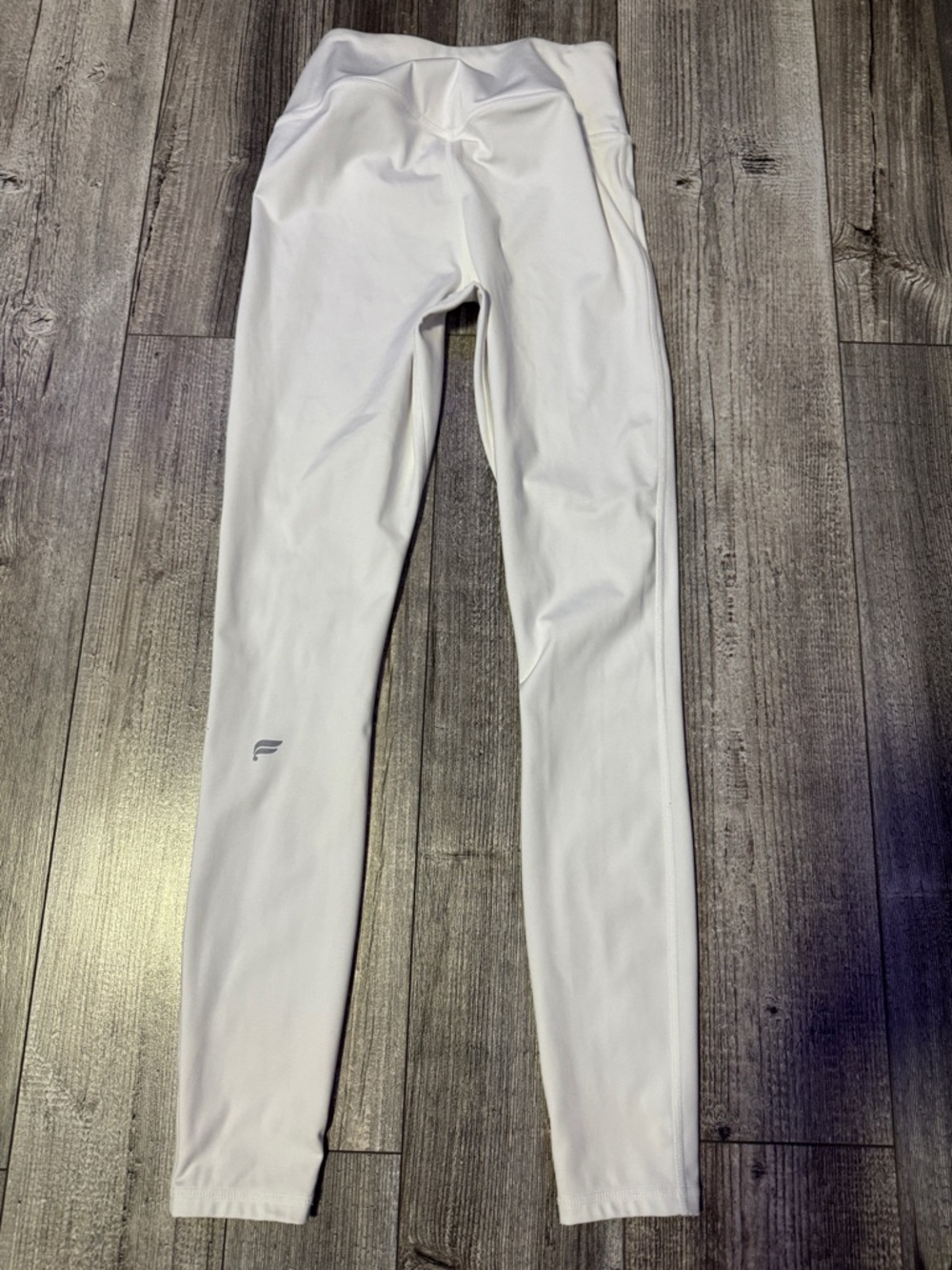 Fabletics White Active Leggings with Subtle Logo